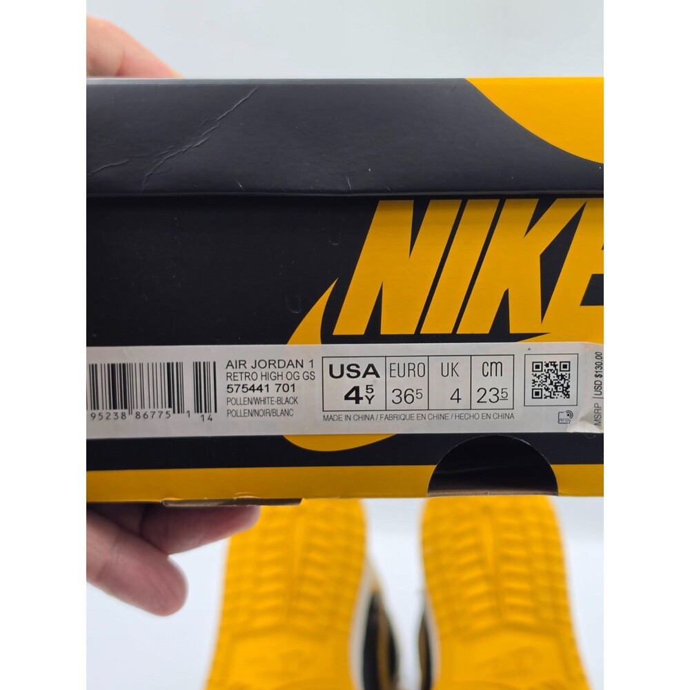 ir Jordan 1 Retro High OG Pollen GS 4.5Y Women’s 6 Yellow Black 575441-701 Box